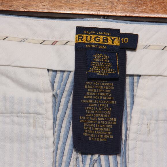Rugby Ralph Lauren Cotton Seersucker Cropped Pants Size 10 - Picture 7 of 8